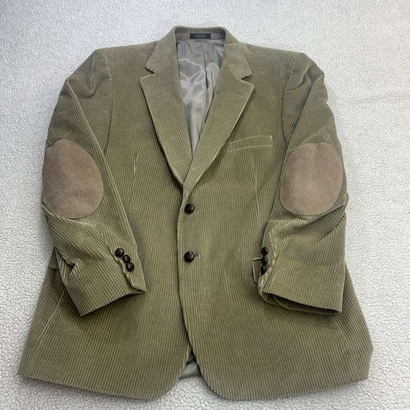 Hardwick Corduroy Blazer 46 R Tan Classic Elbow Patches faux leather buttons - Picture 1 of 9